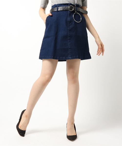 one after another NICE CLAUP(ワンアフターアナザーナイスクラップ)の「リングベルト付スカート(スカート・レディース・ベージュ/ブラック系その他/チェック/ワンウォッシュ・FREE)」の1枚目の写真