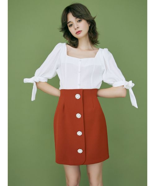 dazzlin(ダズリン)の「フロントビジュースカート(スカート・レディース・ピンク/グリーン/ブラウン・SMALL/MEDIUM)」の4枚目の写真