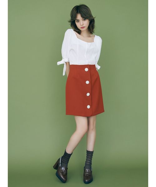 dazzlin(ダズリン)の「フロントビジュースカート(スカート・レディース・ピンク/グリーン/ブラウン・SMALL/MEDIUM)」の5枚目の写真