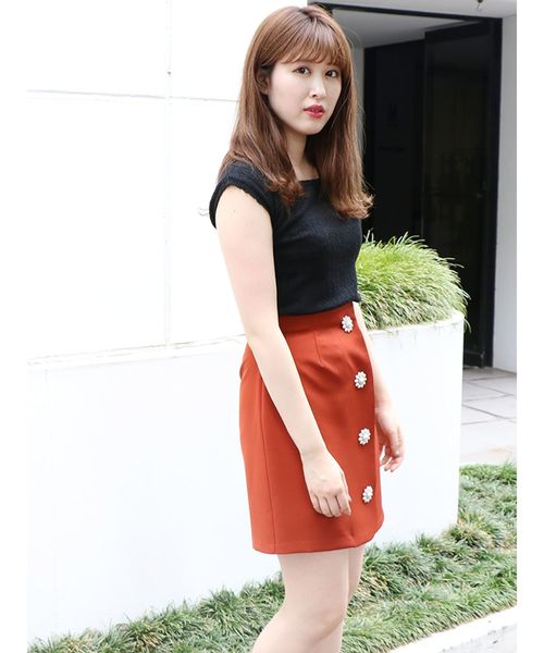 dazzlin(ダズリン)の「フロントビジュースカート(スカート・レディース・ピンク/グリーン/ブラウン・SMALL/MEDIUM)」の6枚目の写真