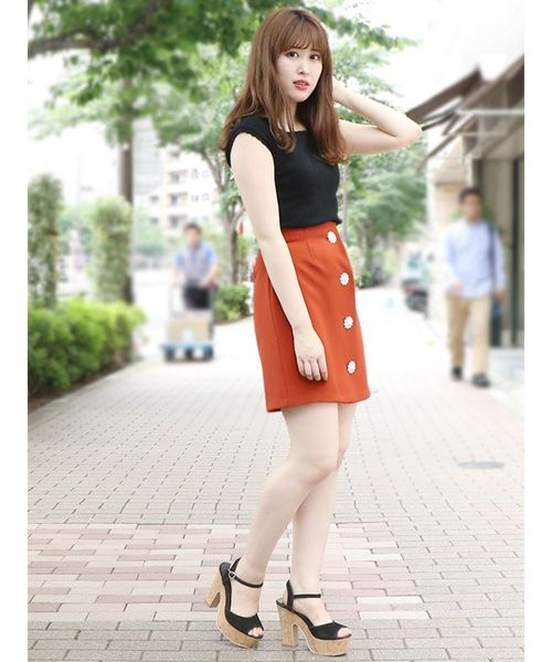 dazzlin(ダズリン)の「フロントビジュースカート(スカート・レディース・ピンク/グリーン/ブラウン・SMALL/MEDIUM)」の9枚目の写真