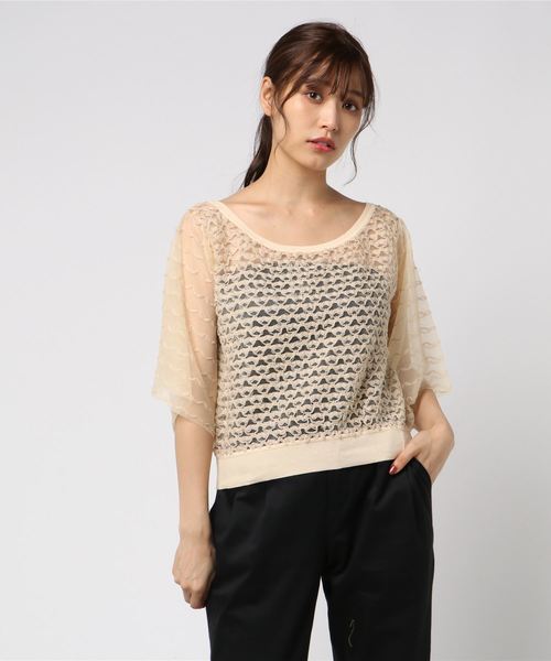 JILL STUART（ジルスチュアート）の「ミロン異素材シアーニット（ニット/セーター・レディース・ホワイト/ブラック・FREE）」の7枚目の写真