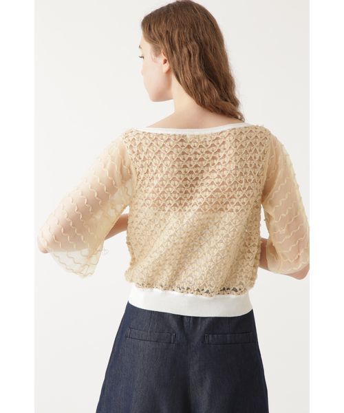 JILL STUART（ジルスチュアート）の「ミロン異素材シアーニット（ニット/セーター・レディース・ホワイト/ブラック・FREE）」の14枚目の写真