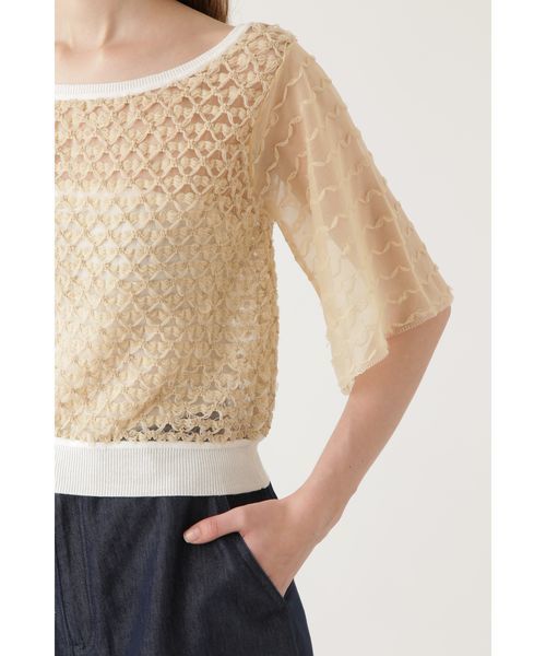 JILL STUART（ジルスチュアート）の「ミロン異素材シアーニット（ニット/セーター・レディース・ホワイト/ブラック・FREE）」の12枚目の写真