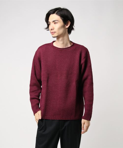 FACTOTUM（ファクトタム）の「和紙ヤーンニットハニカムPO（Tシャツ/カットソー・メンズ・ブラック/マルチ/バーガンディー・46/44/48）」の3枚目の写真