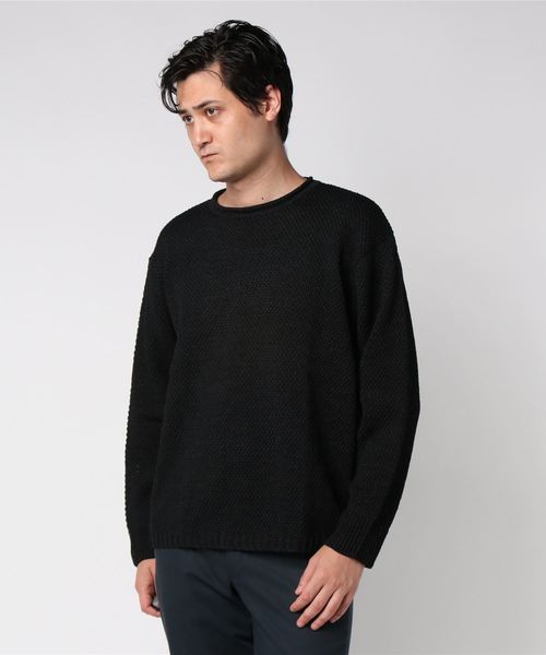 FACTOTUM（ファクトタム）の「和紙ヤーンニットハニカムPO（Tシャツ/カットソー・メンズ・ブラック/マルチ/バーガンディー・46/44/48）」の2枚目の写真