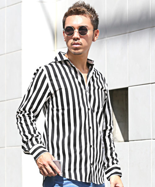 LUXSTYLE(ラグスタイル)の「ブロードホリゾンタルカラーシャツ(シャツ/ブラウス・メンズ・ブラック系その他2/ブラック/ブルー系その他/ホワイト/ブラック系その他/ブルー系その他2・M/L/XL)」の4枚目の写真