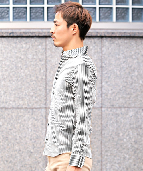 LUXSTYLE(ラグスタイル)の「ブロードホリゾンタルカラーシャツ(シャツ/ブラウス・メンズ・ブラック系その他2/ブラック/ブルー系その他/ホワイト/ブラック系その他/ブルー系その他2・M/L/XL)」の12枚目の写真