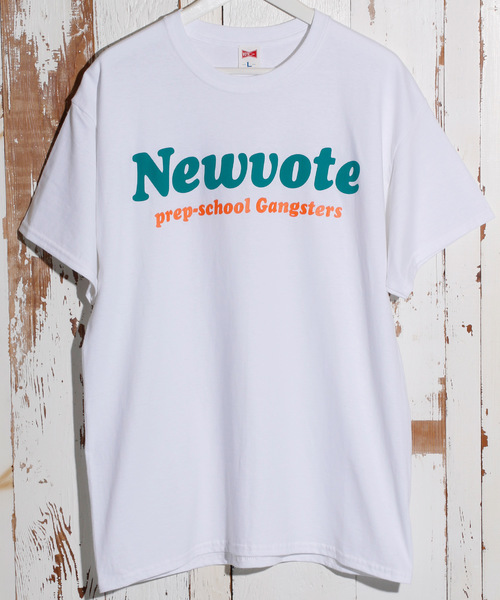 VOTE MAKE NEW CLOTHES（ボートメイクニュークローズ）の「VOTE MAKE NEW CLOTHES ヴォート / NEWVOTE TEE ニューヴォートプリントTシャツ（Tシャツ/カットソー・メンズ・ホワイト/グリーン/ライトグリーン・SMALL/MEDIUM/LARGE/X-LARGE）」の2枚目の写真