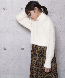 【Jewelobe/ ジュエローブ】タートルネック シャギーニット トップス