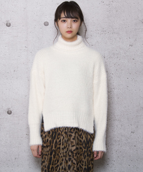 LUGG NAGG(ラグナグ)の「【Jewelobe/ ジュエローブ】タートルネック シャギーニット トップス(ニット/セーター・レディース・ホワイト/グレー/ピンク・FREE)」の9枚目の写真