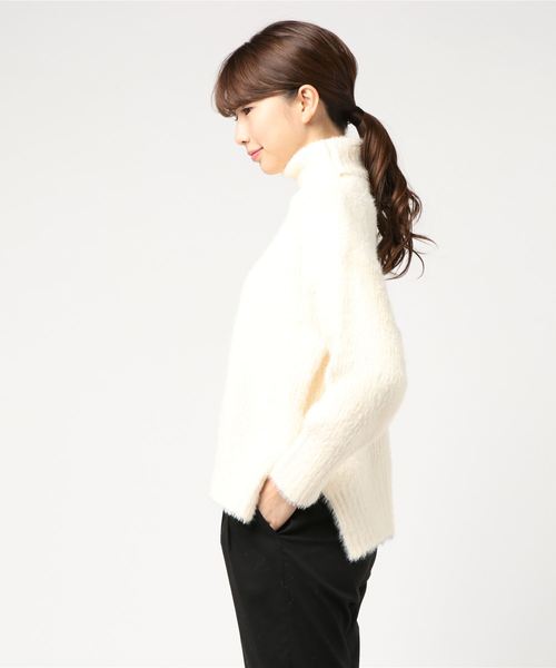 LUGG NAGG(ラグナグ)の「【Jewelobe/ ジュエローブ】タートルネック シャギーニット トップス(ニット/セーター・レディース・ホワイト/グレー/ピンク・FREE)」の6枚目の写真