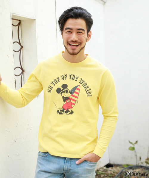 BAYFLOW(ベイフロー)の「【Disney(ディズニー)】サーフプリントL/S T(Tシャツ/カットソー・メンズ・ホワイト/オフホワイト/ピンク/イエロー・SMALL/MEDIUM/LARGE)」の9枚目の写真
