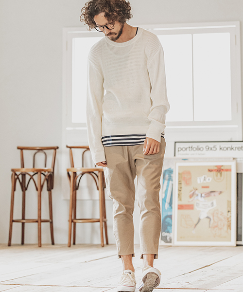 CAMBIO(カンビオ)の「mn1880-ルーズシルエットローゲージワッフルニット(ニット/セーター・メンズ・ブラック/グレー/オフホワイト/モカ・S/M/L)」の19枚目の写真