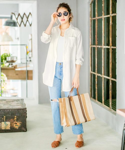 KOBE LETTUCE（コウベレタス）の「ビッグシルエットコーデュロイシャツ（シャツ/ブラウス・レディース・サックスブルー/ベージュ/オフホワイト・FREE）」の9枚目の写真