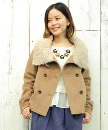 mystic | スタンド襟ボアショートコート(その他アウター)