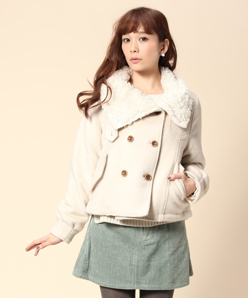 mystic（ミスティック）の「スタンド襟ボアショートコート（その他アウター・レディース・アイボリー/ブラック/キャメル/グレー・ﾌﾘ-）」の14枚目の写真