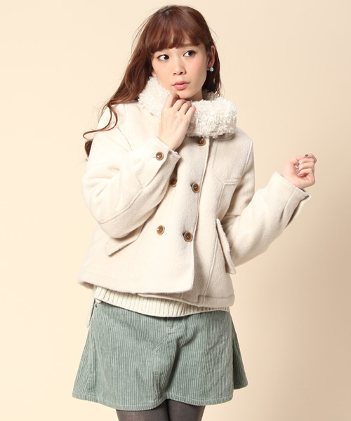 mystic（ミスティック）の「スタンド襟ボアショートコート（その他アウター・レディース・アイボリー/ブラック/キャメル/グレー・ﾌﾘ-）」の13枚目の写真