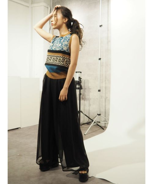 EVRIS（エヴリス）の「オリエンタルジャガードタンクKNITプルオーバー（ニット/セーター・レディース・オレンジ/ブルー/ベージュ・FREE）」の4枚目の写真