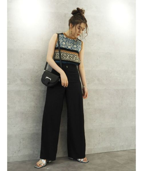 EVRIS（エヴリス）の「オリエンタルジャガードタンクKNITプルオーバー（ニット/セーター・レディース・オレンジ/ブルー/ベージュ・FREE）」の5枚目の写真