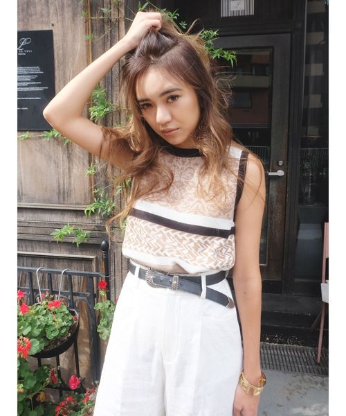 EVRIS（エヴリス）の「オリエンタルジャガードタンクKNITプルオーバー（ニット/セーター・レディース・オレンジ/ブルー/ベージュ・FREE）」の12枚目の写真