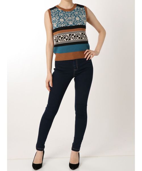 EVRIS（エヴリス）の「オリエンタルジャガードタンクKNITプルオーバー（ニット/セーター・レディース・オレンジ/ブルー/ベージュ・FREE）」の22枚目の写真