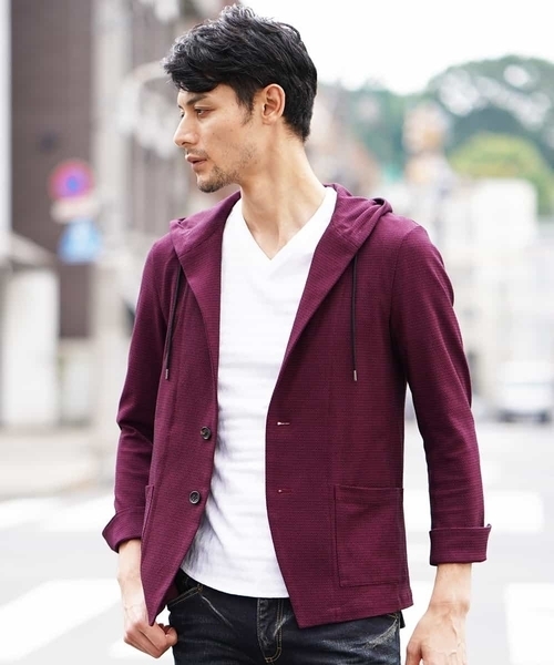 MICHEL KLEIN HOMME (ミッシェルクランオム)の「羽織り(リンクスカノコジャガード)(パーカー・メンズ・カーキ/ネイビー/バイオレット・46/48/51)」の3枚目の写真