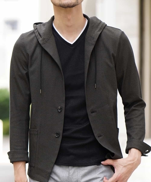 MICHEL KLEIN HOMME (ミッシェルクランオム)の「羽織り(リンクスカノコジャガード)(パーカー・メンズ・カーキ/ネイビー/バイオレット・46/48/51)」の14枚目の写真