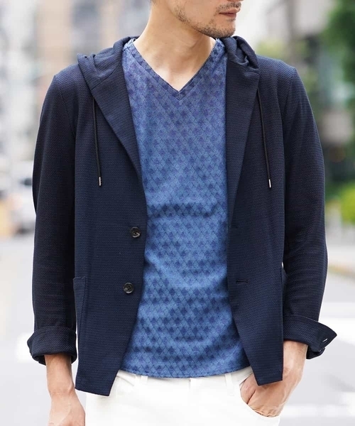 MICHEL KLEIN HOMME (ミッシェルクランオム)の「羽織り(リンクスカノコジャガード)(パーカー・メンズ・カーキ/ネイビー/バイオレット・46/48/51)」の21枚目の写真