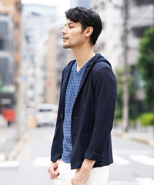 MICHEL KLEIN HOMME (ミッシェルクランオム)の「羽織り(リンクスカノコジャガード)(パーカー・メンズ・カーキ/ネイビー/バイオレット・46/48/51)」の6枚目の写真
