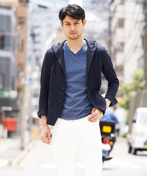 MICHEL KLEIN HOMME (ミッシェルクランオム)の「羽織り(リンクスカノコジャガード)(パーカー・メンズ・カーキ/ネイビー/バイオレット・46/48/51)」の7枚目の写真