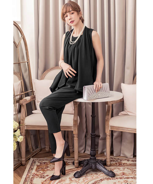 Cinderella（シンデレラ）の「パーティードレス パンツドレス 結婚式 パーティードレス パンツドレス パンツスタイル セットアップ（パンツドレス・レディース・ベージュ/ブラック/ネイビー・XX-LARGE/MEDIUM/LARGE/SMALL/X-LARGE）」の11枚目の写真