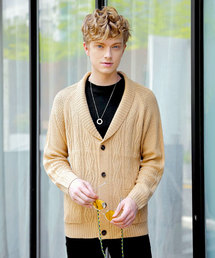 SPADE（スペード）の「【SPADE-creative expression-】5ゲージ ケーブル ショール襟 ニット カーディガン（カーディガン/ボレロ）」