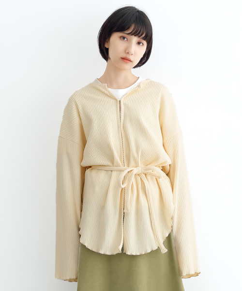 merlot(メルロー)の「起毛リブカギホックラウンドヘムプルオーバー079-7302(その他トップス)」|アイボリー