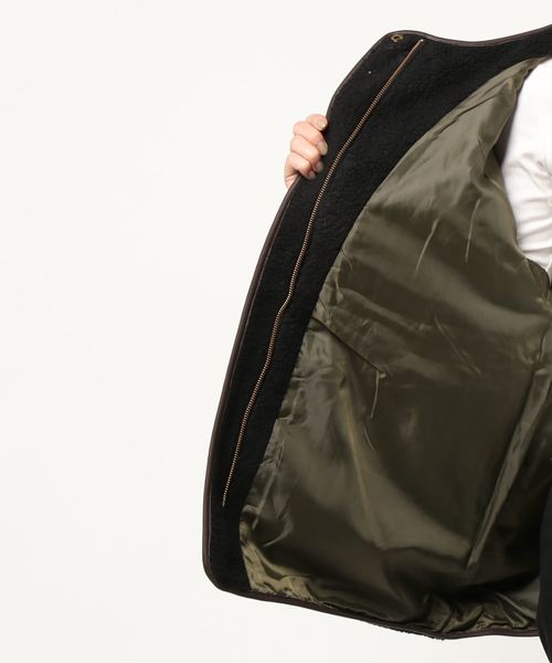 flower（フラワー）の「ミリタリーボアコート（ノーカラージャケット・レディース・ブラック/カーキ・FREE）」の5枚目の写真