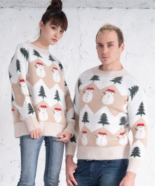 UGLY（アグリー）の「UGLY アグリー クリスマス ダサセーター（ニット/セーター・レディース・ブルー/ピンク/レッド/ホワイト×ピンク/ベージュ/ブラック/ホワイト/ホワイト×ブルー・SMALL/LARGE/FREE）」の16枚目の写真