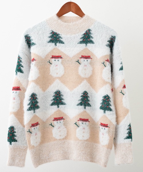 UGLY（アグリー）の「UGLY アグリー クリスマス ダサセーター（ニット/セーター・レディース・ブルー/ピンク/レッド/ホワイト×ピンク/ベージュ/ブラック/ホワイト/ホワイト×ブルー・SMALL/LARGE/FREE）」の22枚目の写真