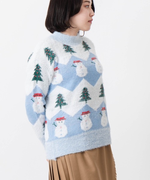 アグリーセーター クリスマス ニット ダサセーター カーデ 刺繍 青 ブルー アグリーセーター クリスマス ニット ダサセーター カーデ 刺繍
