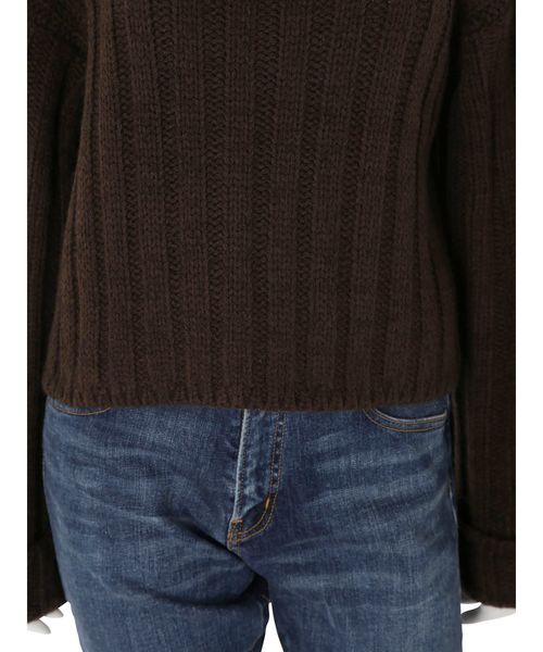 Ungrid(アングリッド)の「ハイネックワイドリブショートニット(ニット/セーター・レディース・ダークブラウン/ベージュ/イエロー・FREE)」の9枚目の写真