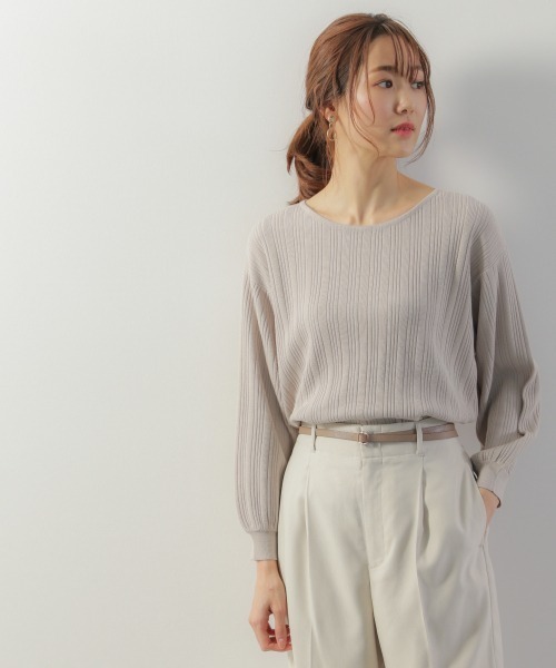 GLOBAL WORK(グローバルワーク)の「洗える 桜オイルボート/868918(ニット/セーター・レディース・ベージュ/オフホワイト/パープル系その他2・MEDIUM/LARGE)」の2枚目の写真
