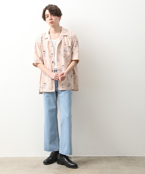 JUNRED（ジュンレッド）の「クラシックフローラルオープンカラーシャツ（シャツ/ブラウス・メンズ・ベージュ/ブラック・S/M/L）」の3枚目の写真