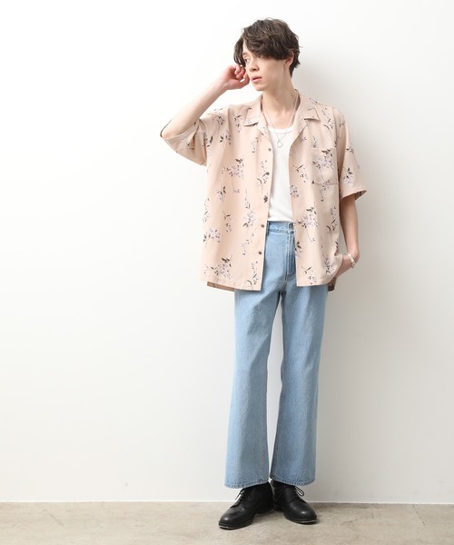 JUNRED（ジュンレッド）の「クラシックフローラルオープンカラーシャツ（シャツ/ブラウス・メンズ・ベージュ/ブラック・S/M/L）」の4枚目の写真