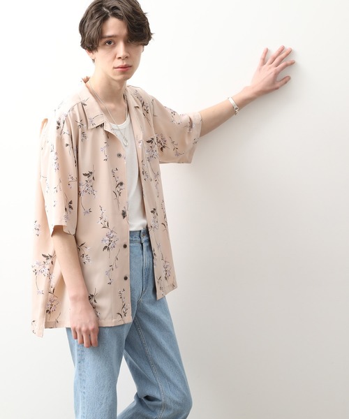 JUNRED（ジュンレッド）の「クラシックフローラルオープンカラーシャツ（シャツ/ブラウス・メンズ・ベージュ/ブラック・S/M/L）」の6枚目の写真