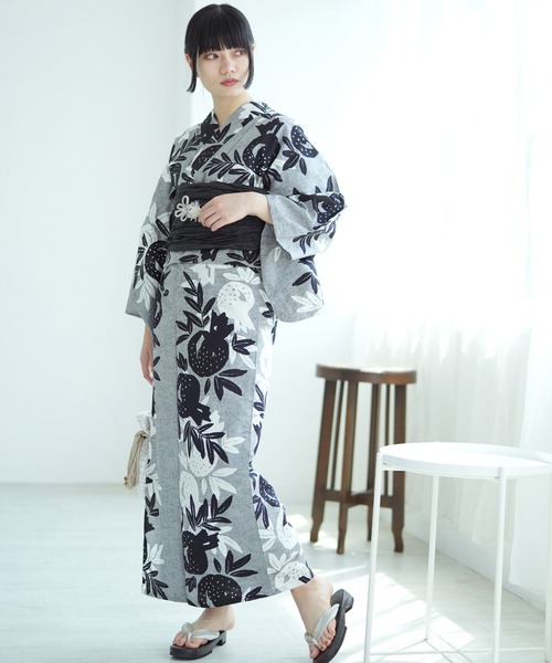 注染浴衣3点セット 上品グレーざくろ 浴衣 Utatane ウタタネ のファッション通販 Zozotown