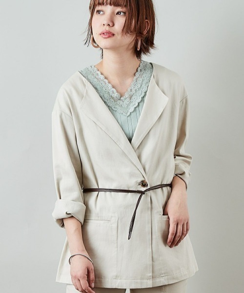 cepo(セポ)の「ノーカラーテーラードジャケット ※セットアップ(テーラードジャケット・レディース・オフホワイト/ベージュ・M)」の12枚目の写真