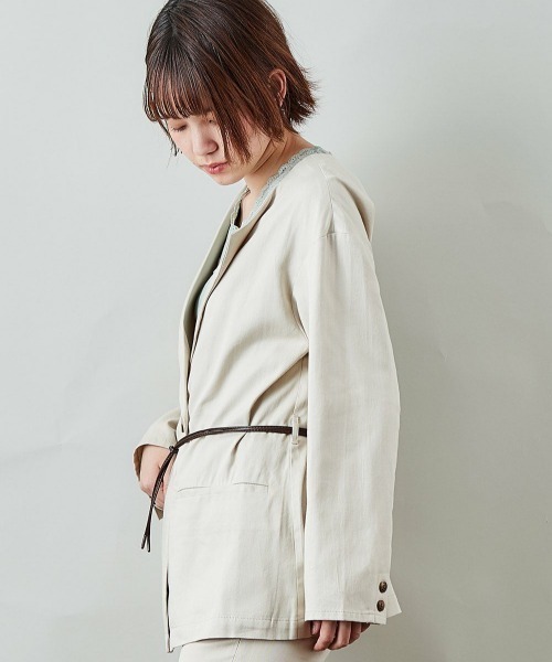 cepo(セポ)の「ノーカラーテーラードジャケット ※セットアップ(テーラードジャケット・レディース・オフホワイト/ベージュ・M)」の8枚目の写真