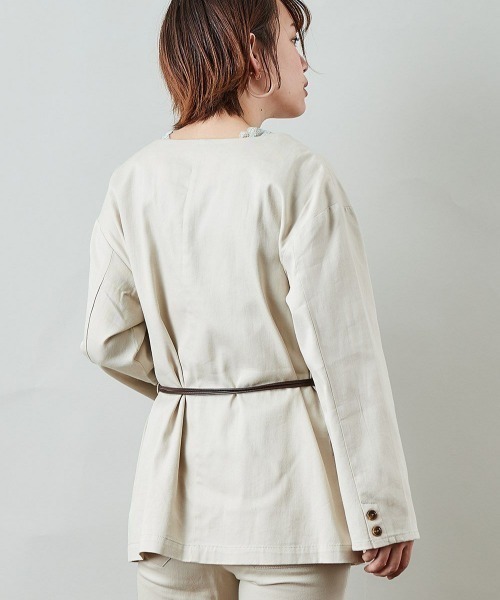 cepo(セポ)の「ノーカラーテーラードジャケット ※セットアップ(テーラードジャケット・レディース・オフホワイト/ベージュ・M)」の10枚目の写真