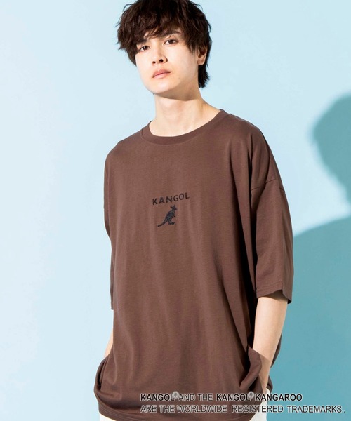KANGOL（カンゴール）の「∴WEGO/KANGOL 刺繍Tシャツ（Tシャツ/カットソー・メンズ・ホワイト/ブラック/ベージュ/オレンジ/グリーン/ダークグリーン/ブラウン・SMALL/MEDIUM/LARGE）」の4枚目の写真