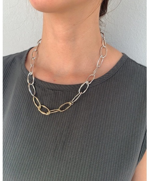 mou（モウ）の「2カラーチェーンネックレス（ネックレス・レディース・シルバー×ゴールド・FREE）」の9枚目の写真