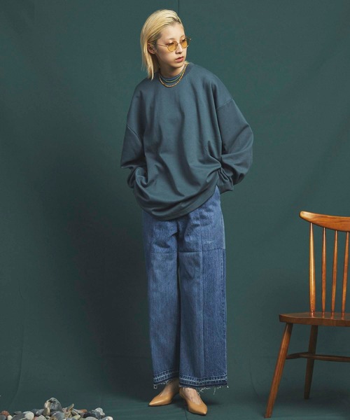 MAISON SPECIAL(メゾンスペシャル)の「《ユニセックスアイテム》プライムオーバーダンボールスウェットロングカットソー 【MAISON SPECIAL/メゾンスペシャル】(Tシャツ/カットソー・メンズ・ブラック/パープル/ブラウン/オフホワイト/グリーン・1/2/0/3)」の9枚目の写真